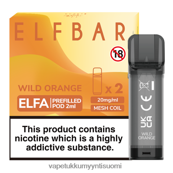 höyrystää vape 662RF340 villi appelsiini ELFBAR Elfa esitäytetty tabletti - 2 ml - 20 mg (2 pakkausta)