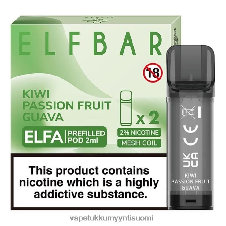 vape juice bottles wholesale 662RF326 kiivi passionhedelmä guava ELFBAR Elfa esitäytetty tabletti - 2 ml - 20 mg (2 pakkausta)