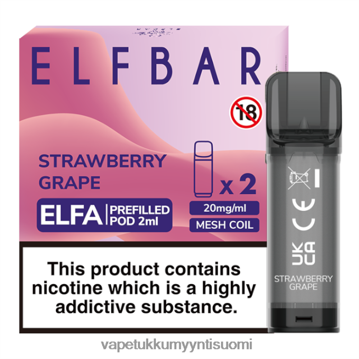 vape juice wholesale 662RF337 mansikka rypäle ELFBAR Elfa esitäytetty tabletti - 2 ml - 20 mg (2 pakkausta)