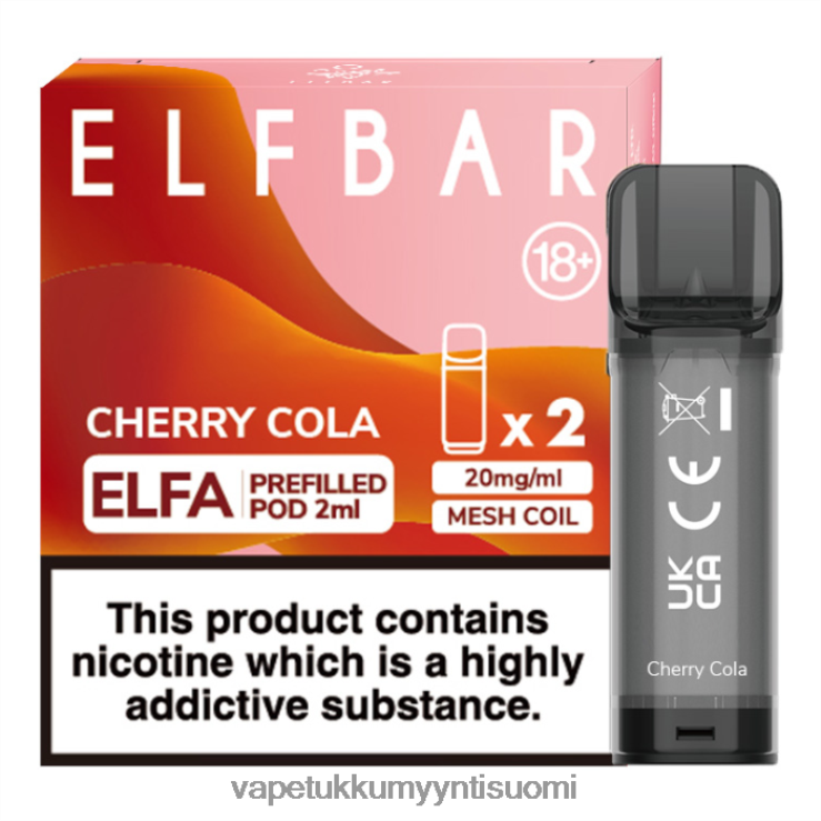 vape tukkumyynti suomi 662RF322 kirsikka cola ELFBAR Elfa esitäytetty tabletti - 2 ml - 20 mg (2 pakkausta)