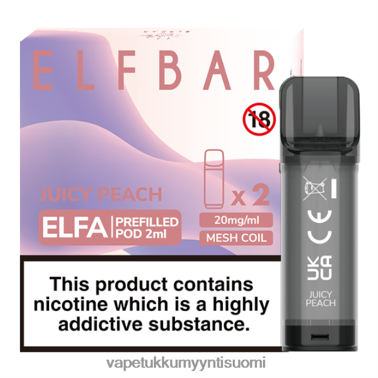 vape tukkumyynti suomi 662RF332 mehukas persikka ELFBAR Elfa esitäytetty tabletti - 2 ml - 20 mg (2 pakkausta)