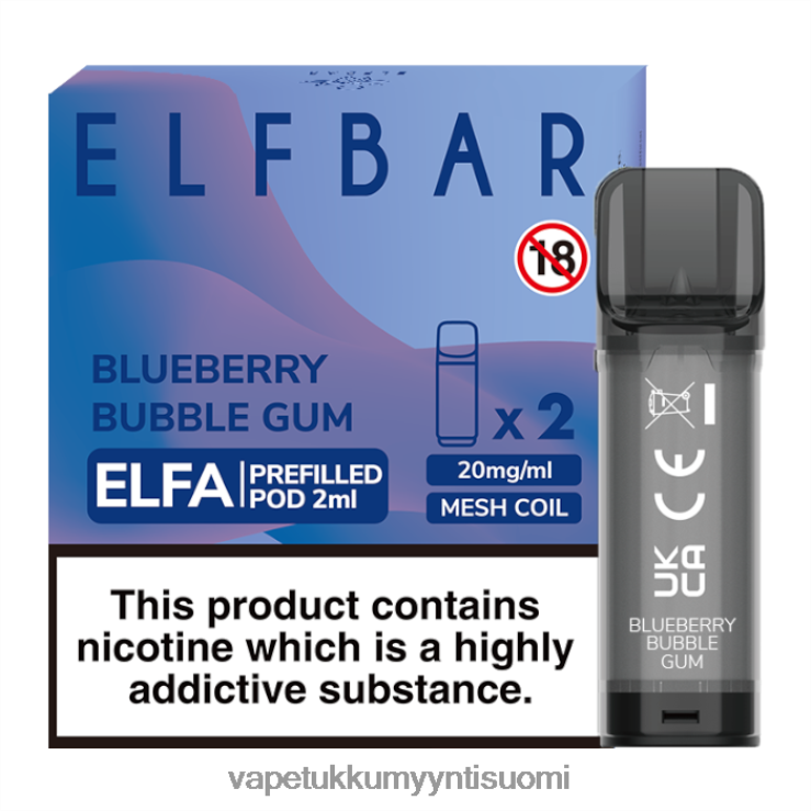 vape wholesale helsinki 662RF333 mustikka purukumia ELFBAR Elfa esitäytetty tabletti - 2 ml - 20 mg (2 pakkausta)