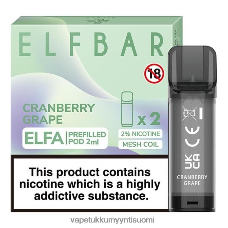 vape wholesale online 662RF334 karpalo rypäle ELFBAR Elfa esitäytetty tabletti - 2 ml - 20 mg (2 pakkausta)