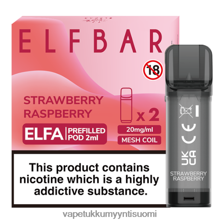 vape wholesale suomi 662RF321 mansikka vadelma ELFBAR Elfa esitäytetty tabletti - 2 ml - 20 mg (2 pakkausta)