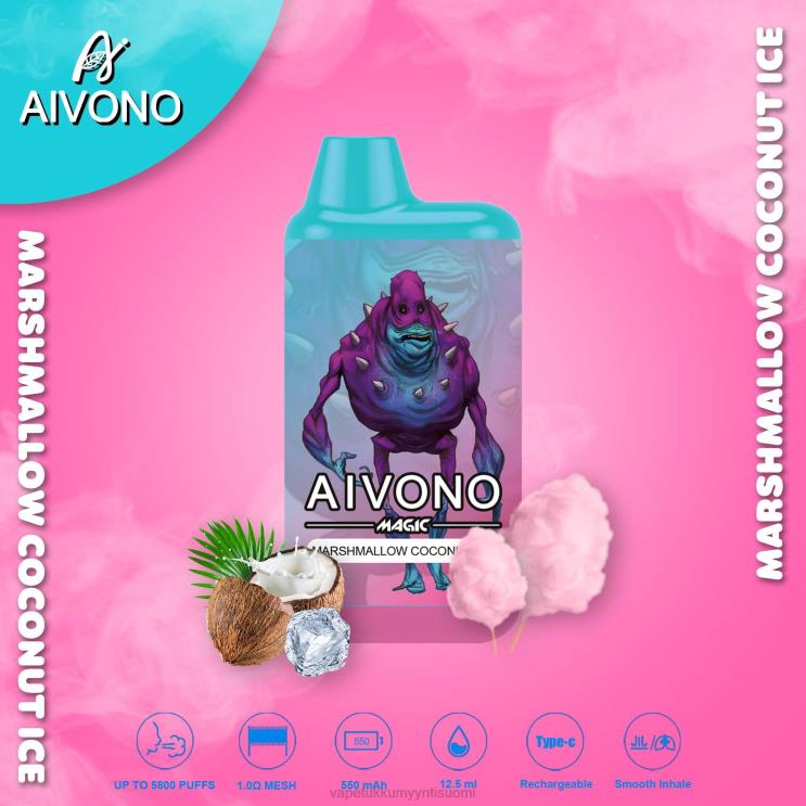 Elux Vape Juice Wholesale - Aivono AIM MAGIC 5800 mouth box savuke vaahtokarkki kookosjää 2R4J295