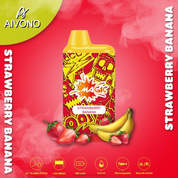 Vape Wholesale Helsinki - Aivono AIM MAGIC 5800 mouth box savuke mansikka banaani 2R4J293