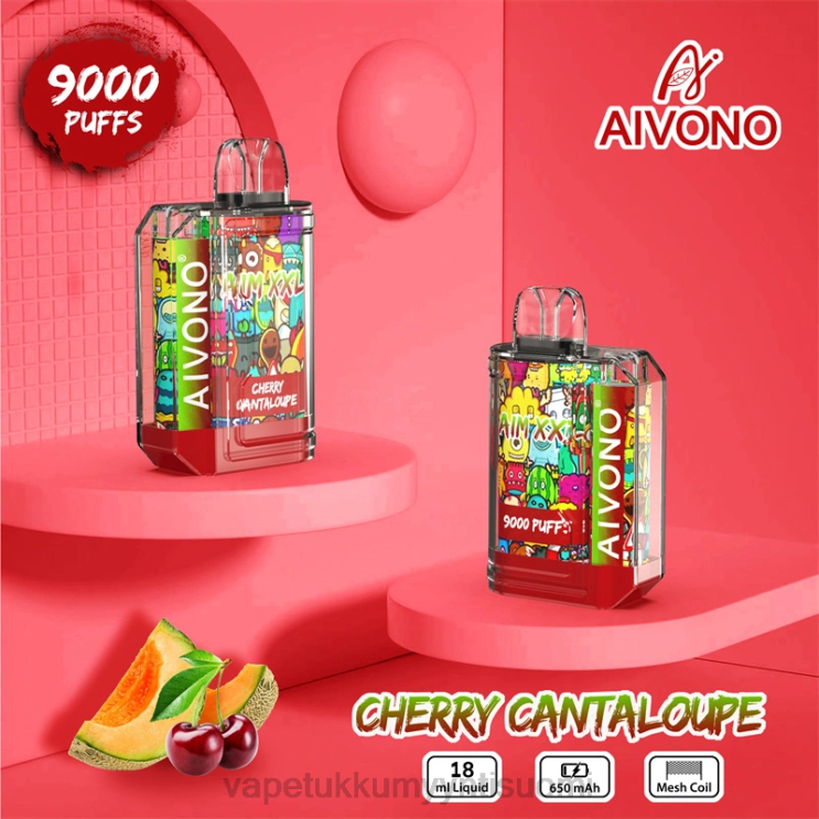 Vape Juice Wholesale - Aivono AIM XXL 9000 suutarra läpinäkyvä kirsikka cantaloupe 2R4J257