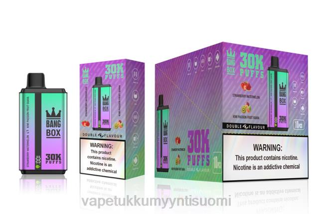 Bang Box 30 000 tuulahdusta kaksinkertaista makua mansikka vesimeloni & kiivi passionhedelmä guava Vape Tukkumyynti Suomi - 28NT70