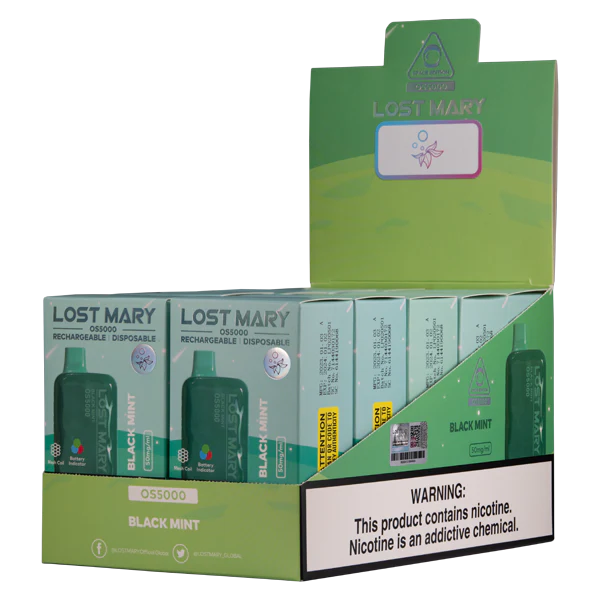 vape juice bottles wholesale 662RF106 musta minttu LOST MARY OS5000