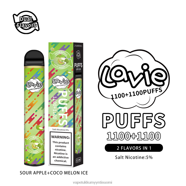 Vape Juice Wholesale - LAVIE BAR Switch 2200 suihketta hapan omena/kookosmelonijää 48HJT297