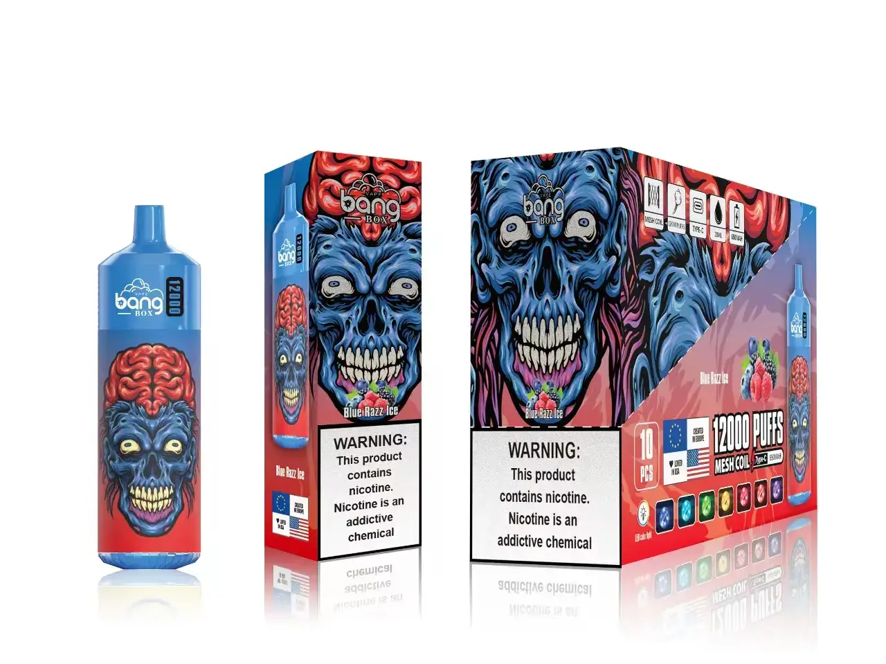 vape juice wholesale 662RF117 sininen razz-jää Bang Box 12000 suihketta