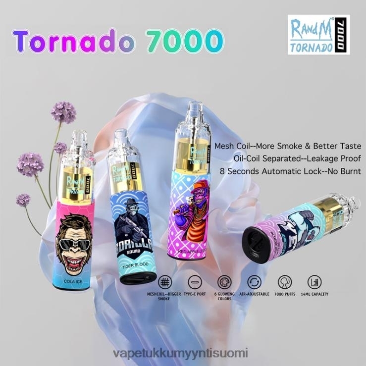 vape wholesale suomi 662RF1 kertakäyttöinen RandM Tornado 7000 5 %