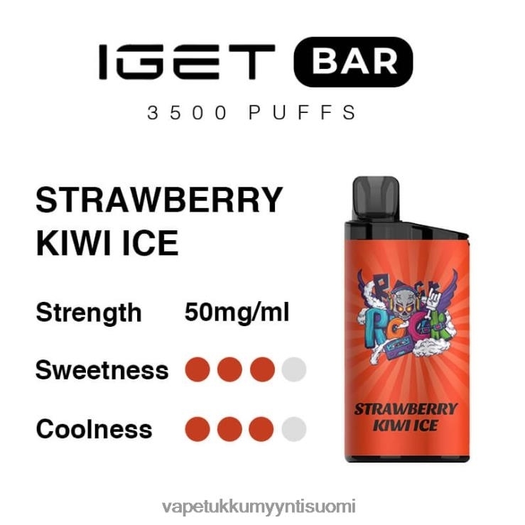 höyrystää vape 662RF90 mansikka kiivijäätä IGET BAR 3500 5% nikotiinia