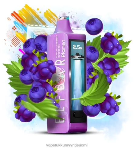 Vape Tukkumyynti Suomi - Elf Bar Planet 25 000 hapan karhunvatukka mustikka J446V22